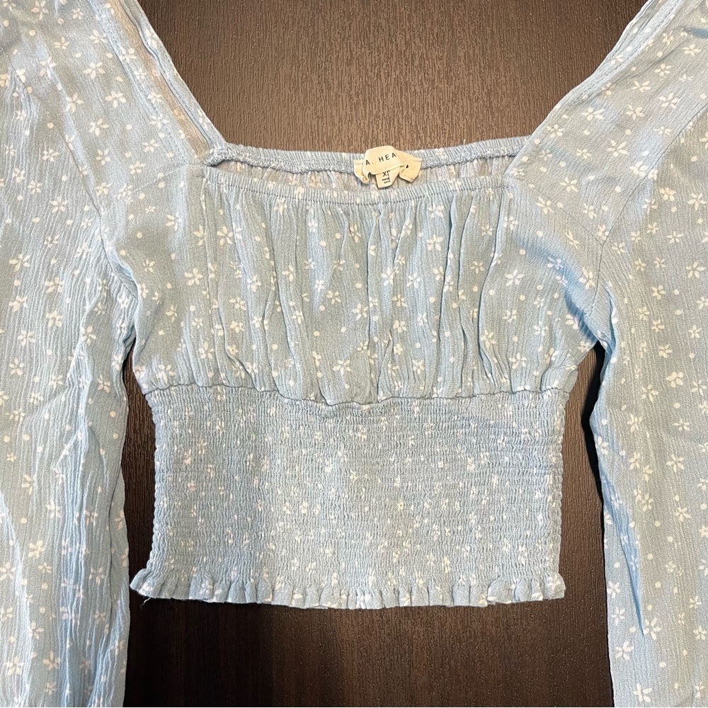 LA hearts smocked floral long sleeve